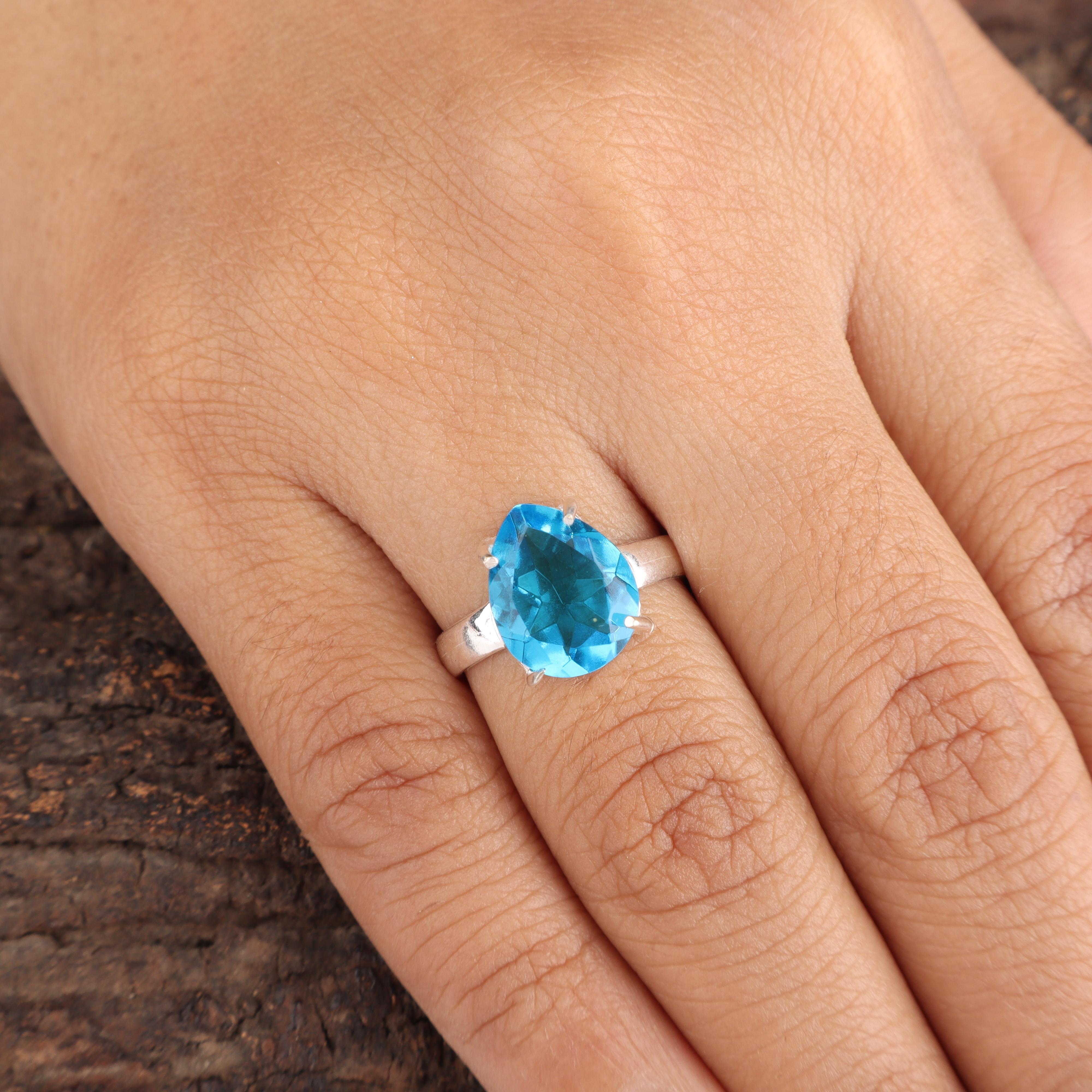 Swiss Blue Topaz Gemstone 925 Sterling Silver Jewelry Statement Designer Ring For Wife RR-81-5 13
Swiss Blue Topaz Gemstone 925 Sterling Silver Jewelry Statement Designer Ring For Wife RR-81-5 13