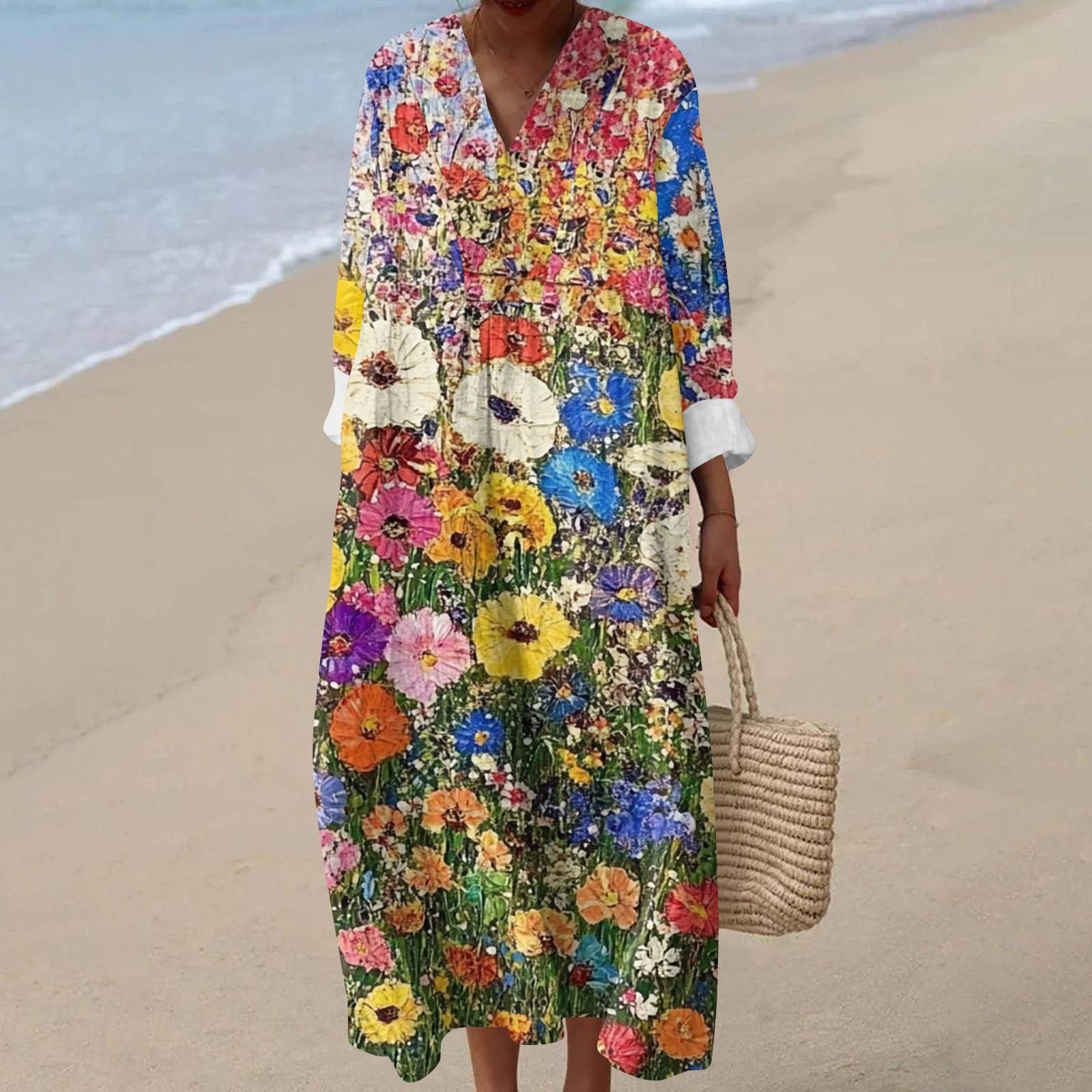 Женское повседневное модное платье макси с V-образным вырезом и длинными рукавами с цветочным принтом XL золотой
Женское повседневное модное платье макси с V-образным вырезом и длинными рукавами с цветочным принтом XL золотой