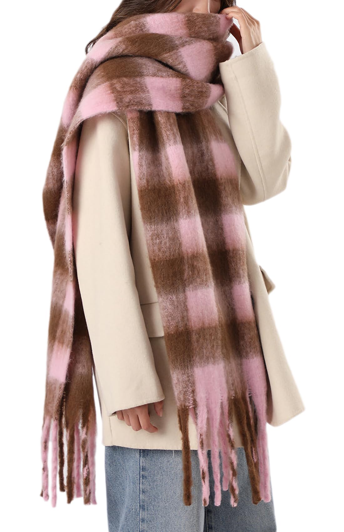 Monoa Women s Checked Scarf, Soft Cashmere Touch Thick Large Stole Muffler, Neck Warmer Lap Throw, Pink/Brown n1618
Monoa Women s Checked Scarf, Soft Cashmere Touch Thick Large Stole Muffler, Neck Warmer Lap Throw, Pink/Brown n1618