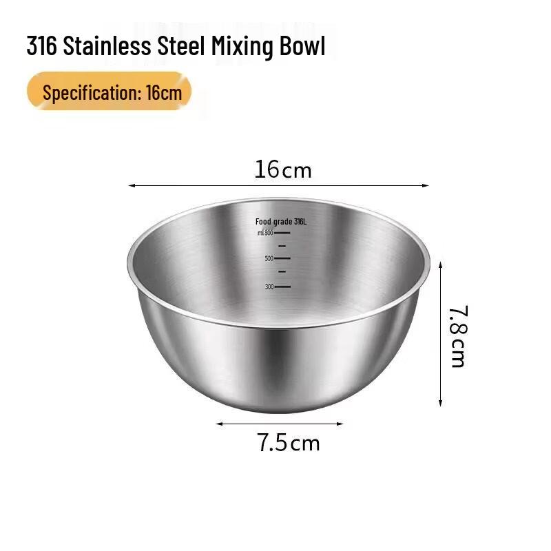 ZISIZ 316 Food-Grade Stainless Steel Mixing Bowl
ZISIZ 316 Food-Grade Stainless Steel Mixing Bowl