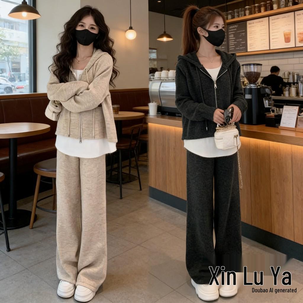 Women s Casual Two-Piece Set: Hooded Sweatshirt & Wide-Leg Pants L 100-115 lbs
Women s Casual Two-Piece Set: Hooded Sweatshirt & Wide-Leg Pants L 100-115 lbs