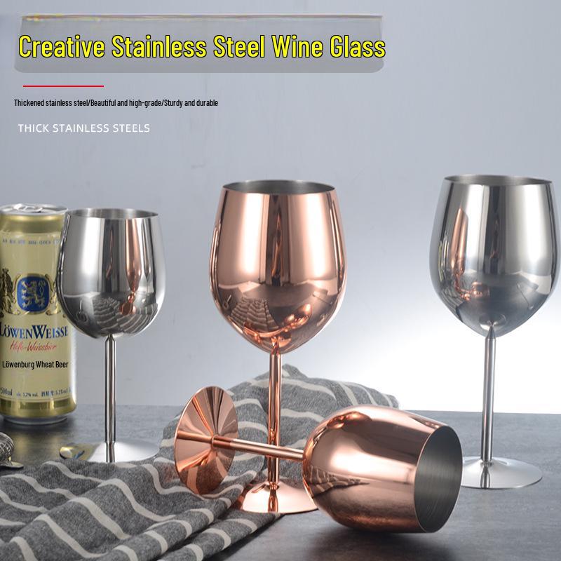 304 Stainless Steel Drum-Shaped Red Wine Glass with Gold Bar Decoration, Large Capacity 500ml Polished
304 Stainless Steel Drum-Shaped Red Wine Glass with Gold Bar Decoration, Large Capacity 500ml Polished