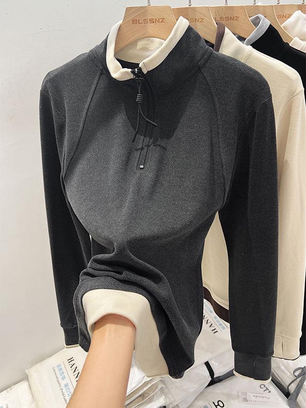 Korean Chic: Color-Block Half-Zip Long-Sleeve T-Shirt - Fall/Winter 2025 Slimming Base Layer XXL
Korean Chic: Color-Block Half-Zip Long-Sleeve T-Shirt - Fall/Winter 2025 Slimming Base Layer XXL