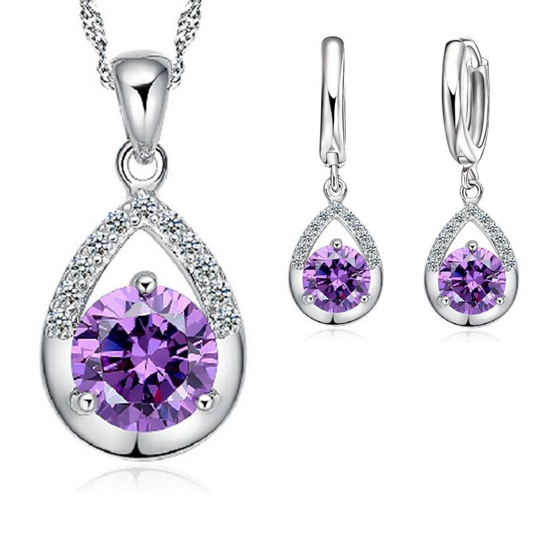 Bridal Jewelry Sets 925 Silver Crystal Water Drop Necklaces Hoop Earrings Women Party Engagement фіолетовий
Bridal Jewelry Sets 925 Silver Crystal Water Drop Necklaces Hoop Earrings Women Party Engagement фіолетовий