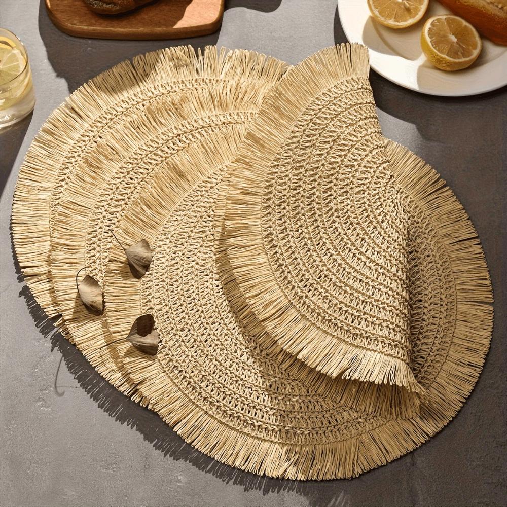 Set of 4 Natural Woven Paper Placemats, 15 Heat-Resistant Round Table Mats with Braided Design - Rustic Farmhouse Decor for Indoor & Outdoor Dining
Set of 4 Natural Woven Paper Placemats, 15 Heat-Resistant Round Table Mats with Braided Design - Rustic Farmhouse Decor for Indoor & Outdoor Dining