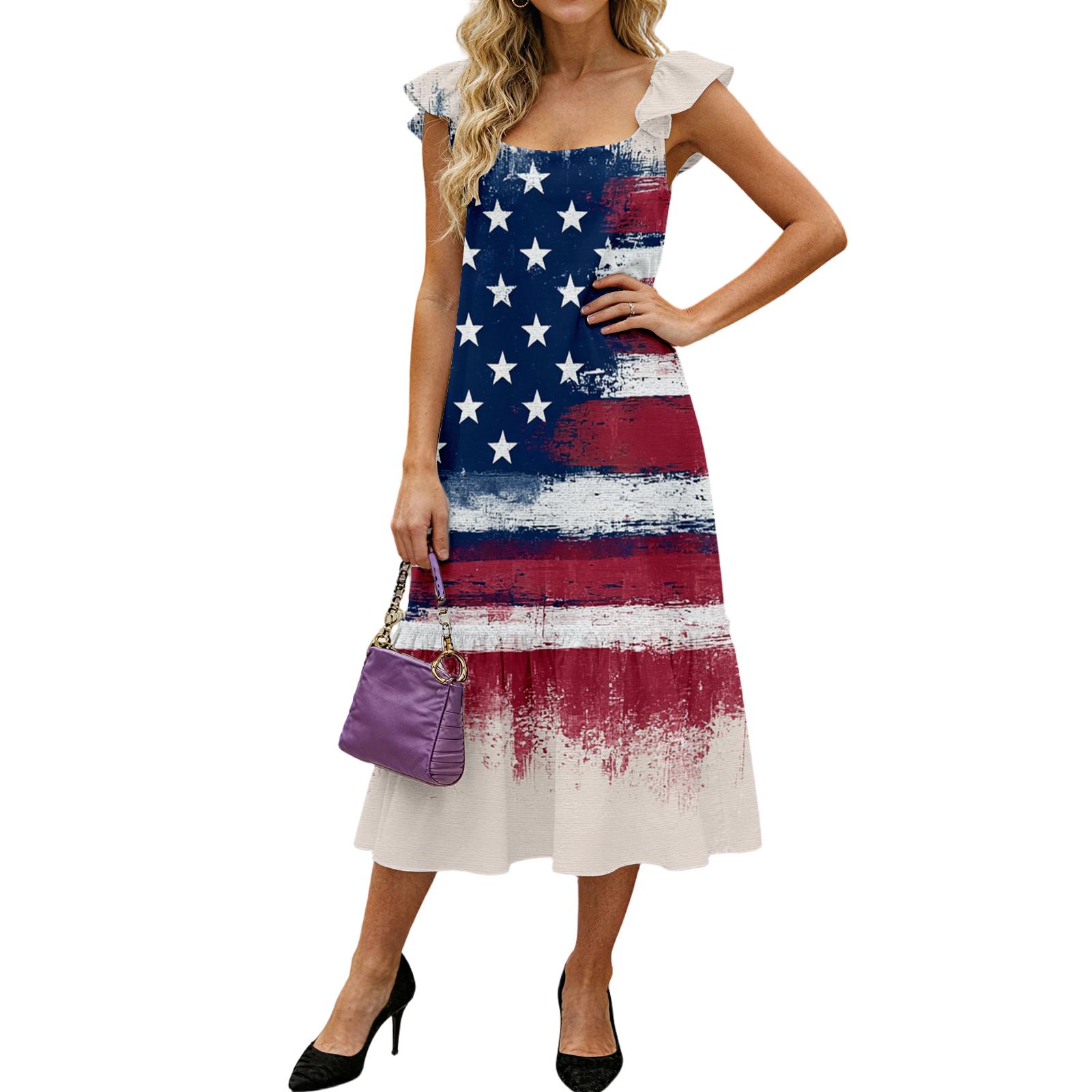 Women’s Sleeveless Square Neck Midi Dress with Star and Stripe Print Casual Loose Fit Summer Sundress for Daily Wear XL кавун червоний колір
Women’s Sleeveless Square Neck Midi Dress with Star and Stripe Print Casual Loose Fit Summer Sundress for Daily Wear XL кавун червоний колір