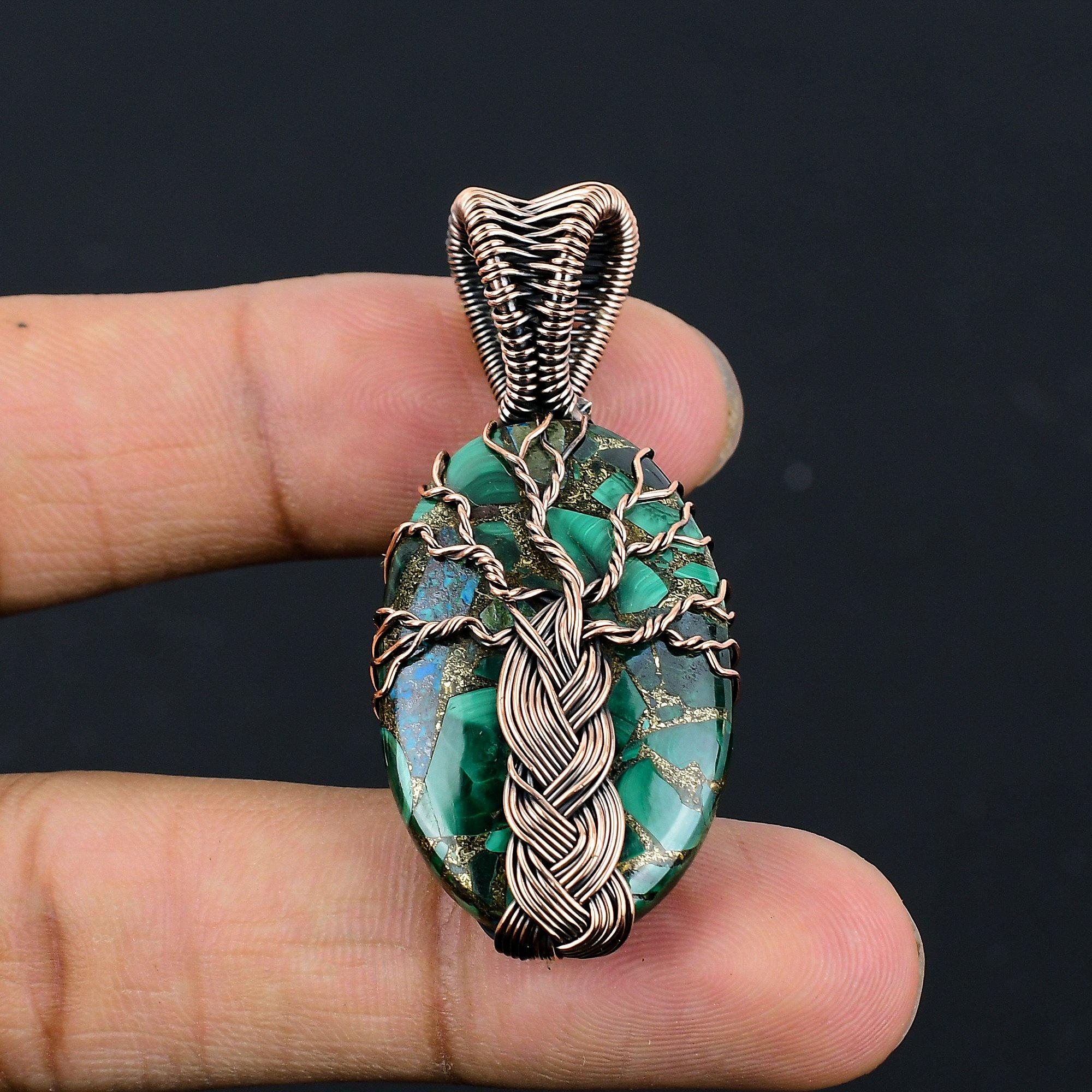 Украшения из медного малахита, Подвеска, обернутая медной проволокой 999 пробы, Ювелирные изделия из драгоценных камней ручной работы, Подарки для жены Совершенно новая подвеска 2.55 Inches
Украшения из медного малахита, Подвеска, обернутая медной проволокой 999 пробы, Ювелирные изделия из драгоценных камней ручной работы, Подарки для жены Совершенно новая подвеска 2.55 Inches