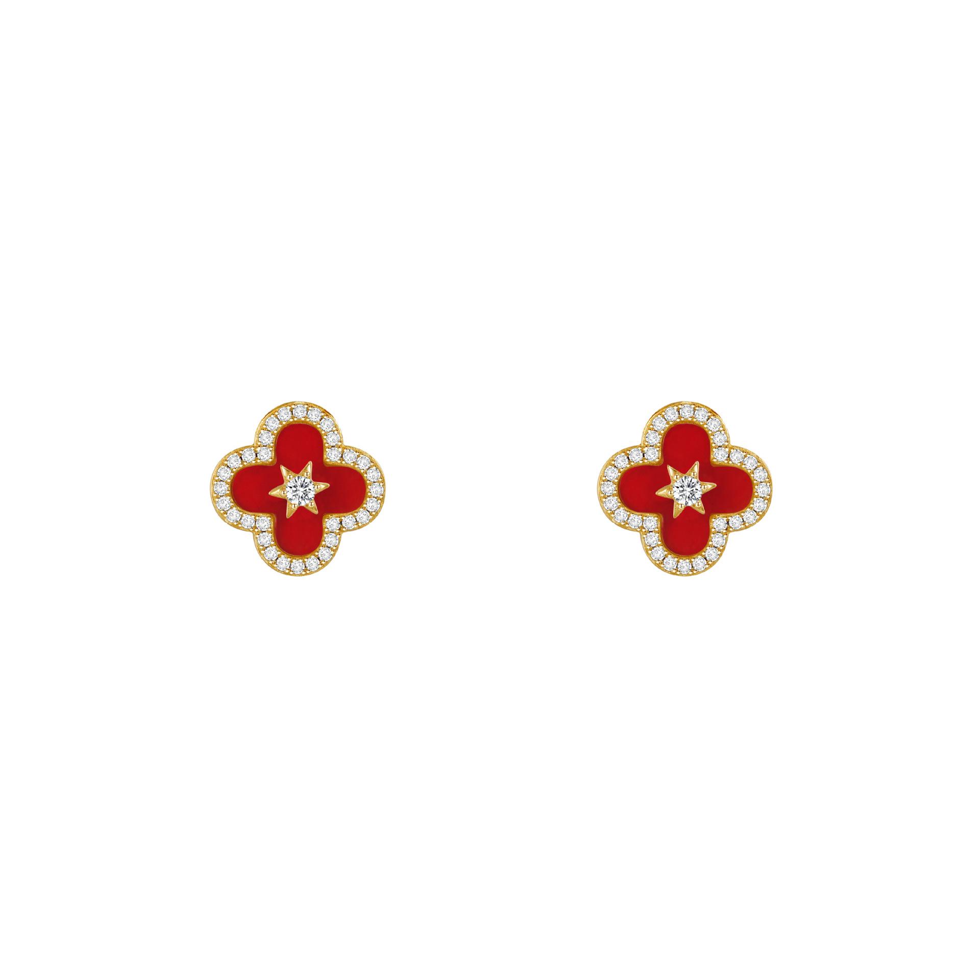 925 Silver Diamond Hexagram & Natural Stone Four-Leaf Clover Stud Earrings - High-End Autumn/Winter Collection 925 Silver червоний
925 Silver Diamond Hexagram & Natural Stone Four-Leaf Clover Stud Earrings - High-End Autumn/Winter Collection 925 Silver червоний