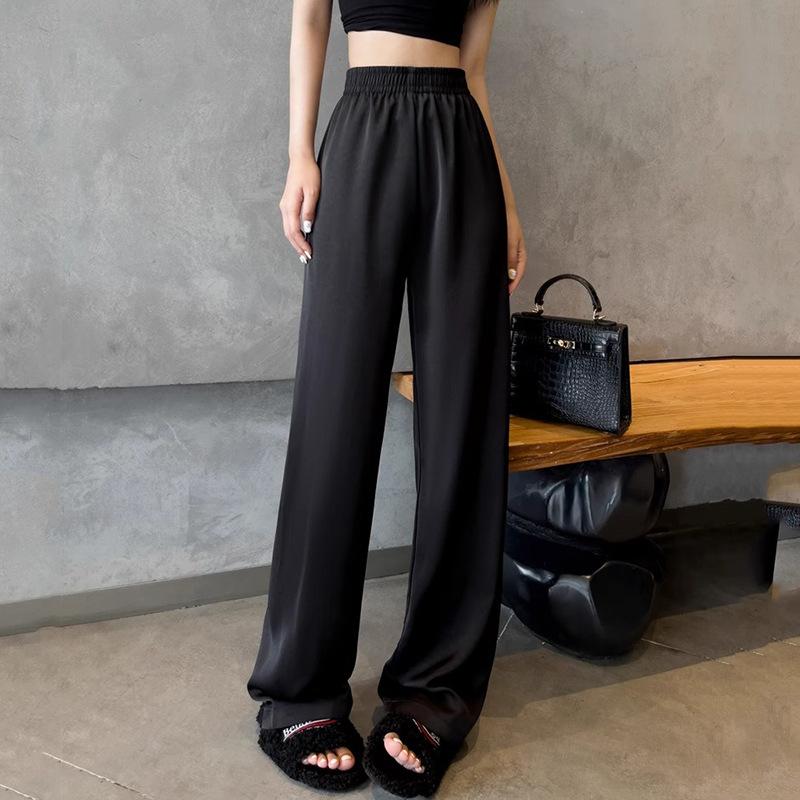 Black Acetic Acid Satin Ice Silk Wide-leg Pants for Women In Summer High Waist Droop Loose Casual Texture Chinese Style Cool Pants M
Black Acetic Acid Satin Ice Silk Wide-leg Pants for Women In Summer High Waist Droop Loose Casual Texture Chinese Style Cool Pants M