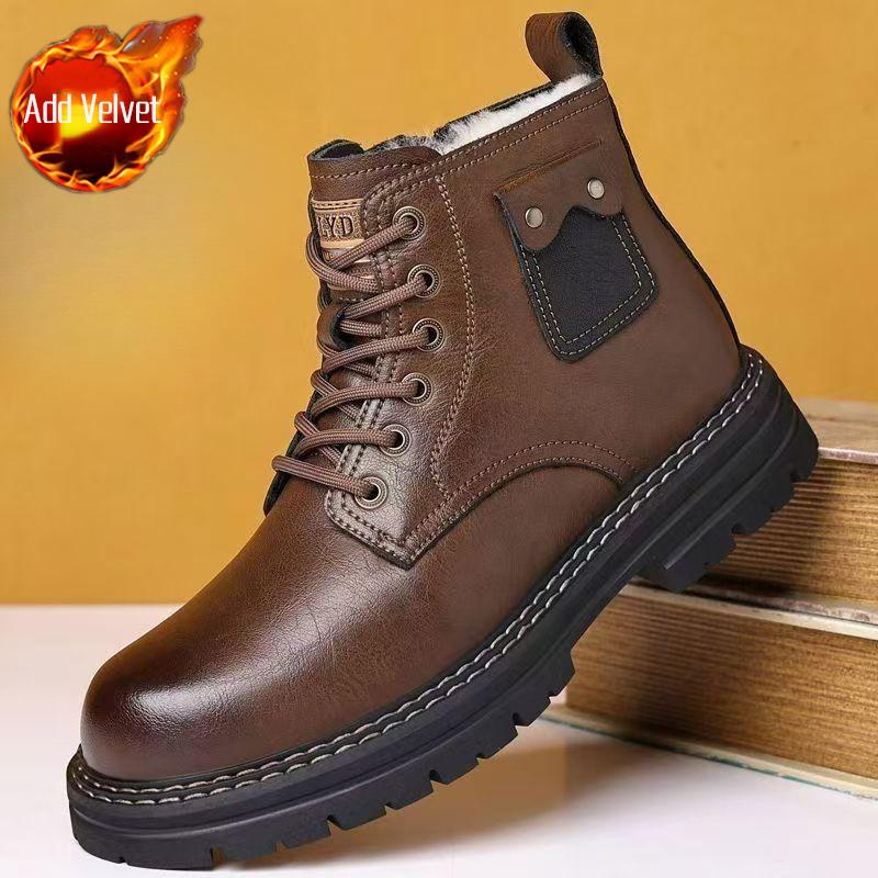 Men s High Top Winter Warm Lined Genuine Leather Cotton Boots Thick Sole Height Increasing English Workwear Anti Slip Snow Boots 44
Men s High Top Winter Warm Lined Genuine Leather Cotton Boots Thick Sole Height Increasing English Workwear Anti Slip Snow Boots 44
