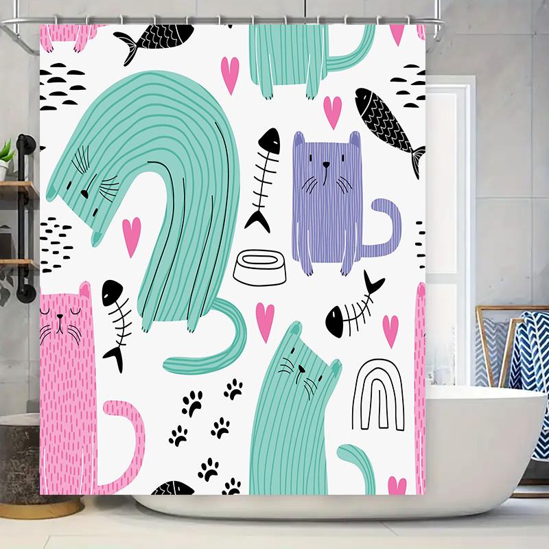 Modern Bathroom Shower Curtain With Cat Fish Rainbow Print Black White Pink Blue Green Decorative Waterproof Fabric Customizable W60H190(CM)-1 Pcs
Modern Bathroom Shower Curtain With Cat Fish Rainbow Print Black White Pink Blue Green Decorative Waterproof Fabric Customizable W60H190(CM)-1 Pcs