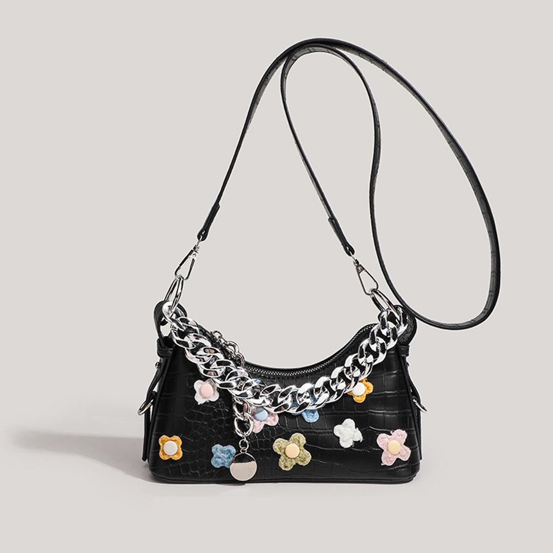 New Crocodile Pattern French Toast Bag Fashi Flower Embroidery Chain Shoulder Bag Women s Shoulder Cross-Body Bag (20cm<Max Length<30cm) чёрный
New Crocodile Pattern French Toast Bag Fashi Flower Embroidery Chain Shoulder Bag Women s Shoulder Cross-Body Bag (20cm<Max Length<30cm) чёрный
