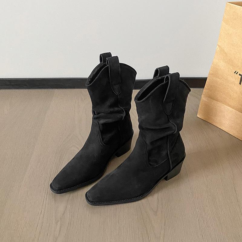 Medium Heel Barn Wind Desert Knight Boots Merard High Heel Pointed Mid Tube Leather Skinny Commuter Suede Pile Boots 40
Medium Heel Barn Wind Desert Knight Boots Merard High Heel Pointed Mid Tube Leather Skinny Commuter Suede Pile Boots 40