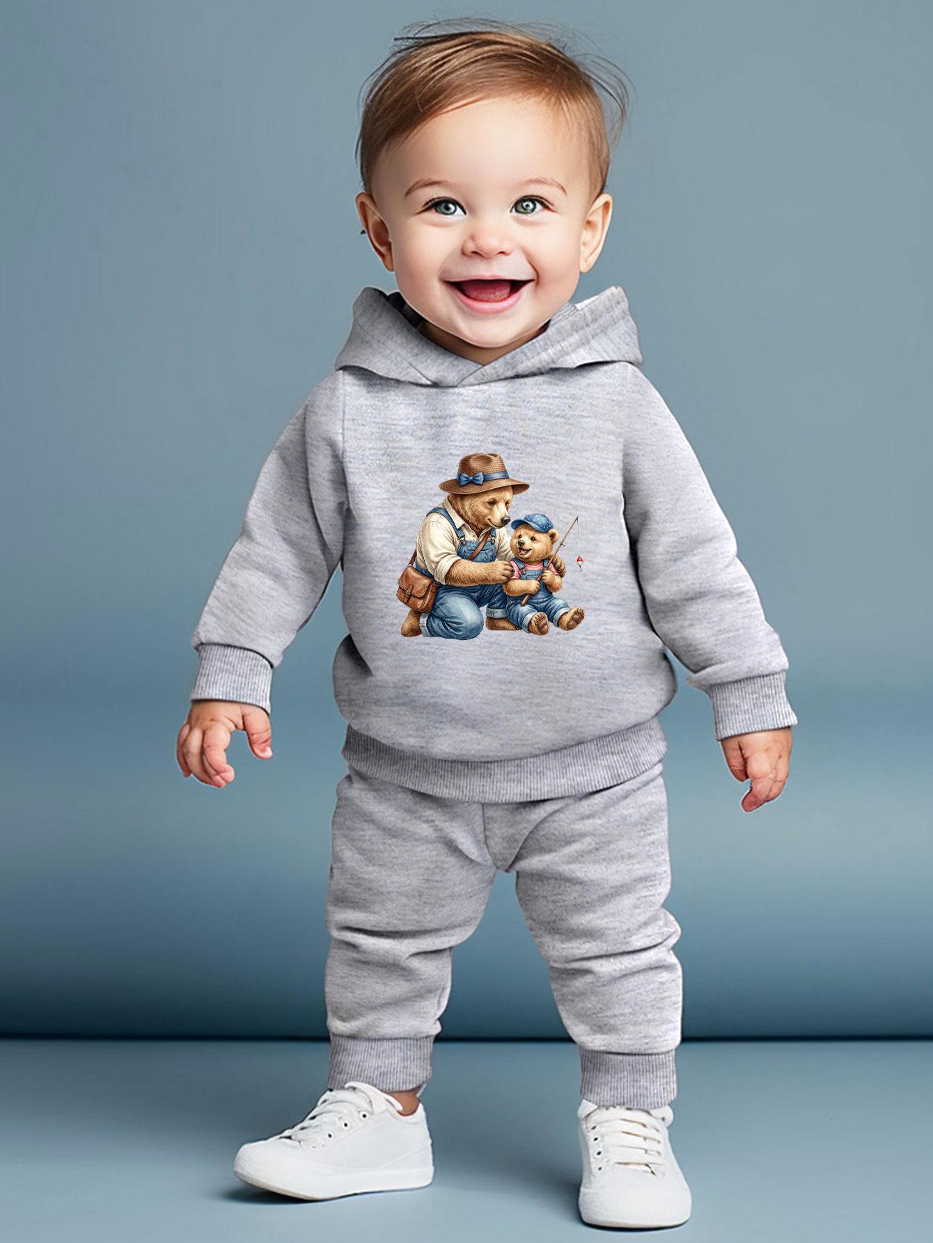 Two-piece Set of Hoodie with Elastic Waist Pants, Parent-child Casual Versatile Outdoor Suit with Bear Fishing Print for Boys 6-9M серый
Two-piece Set of Hoodie with Elastic Waist Pants, Parent-child Casual Versatile Outdoor Suit with Bear Fishing Print for Boys 6-9M серый