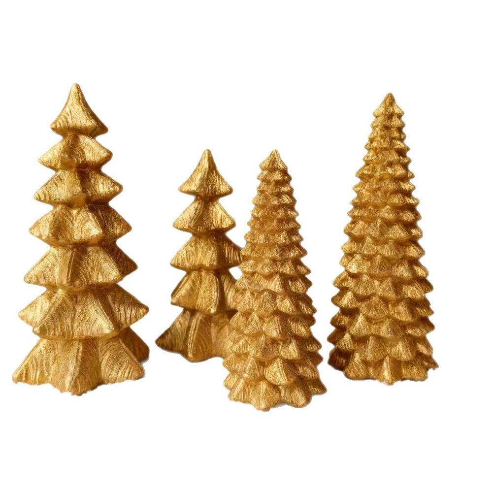 Resin Christmas Tree Ornaments Set For Indoor Holiday Decor, Gold Tabletop Display With Warm Glow, 4-Piece Window Scene
Resin Christmas Tree Ornaments Set For Indoor Holiday Decor, Gold Tabletop Display With Warm Glow, 4-Piece Window Scene