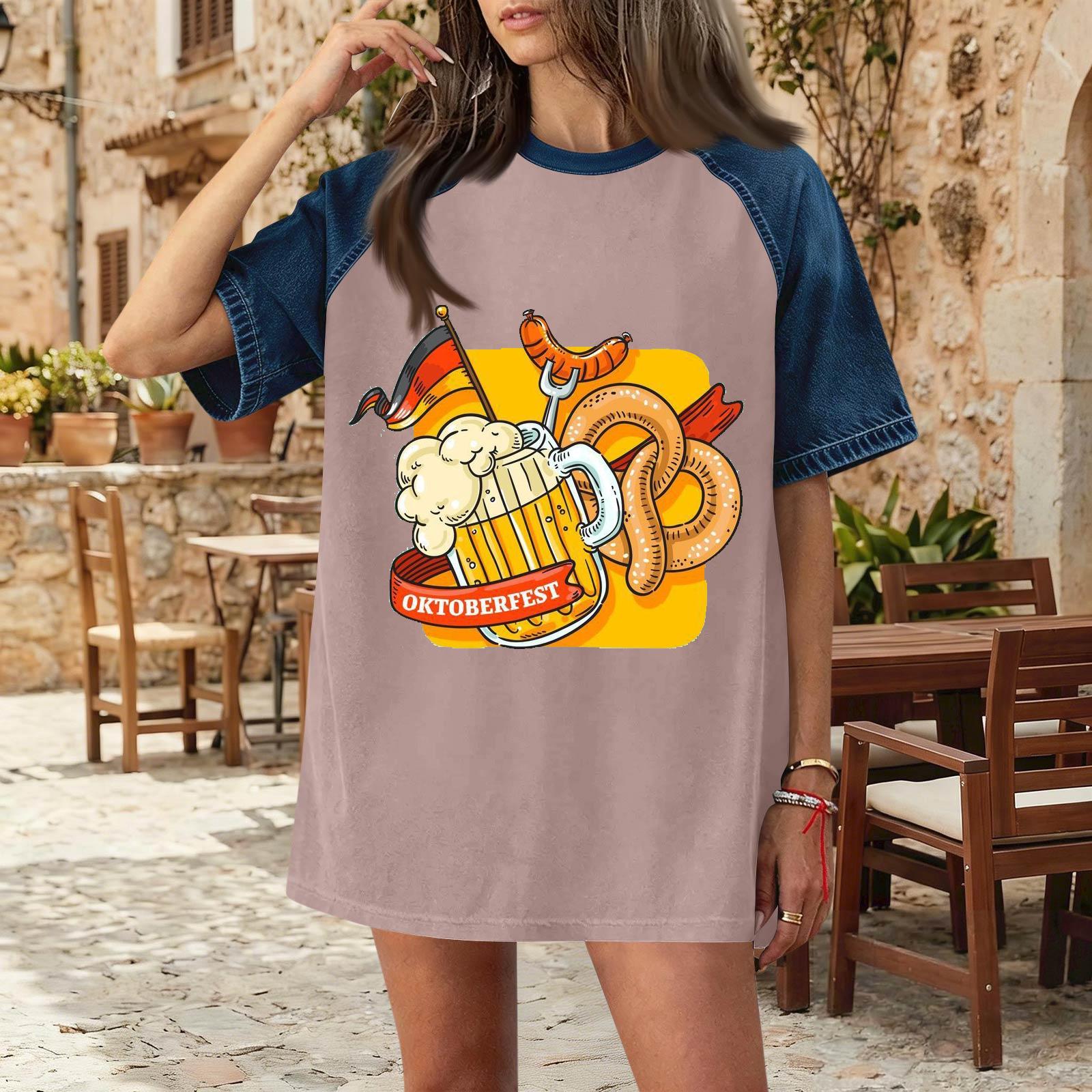 Women s Casual Denim Patchwork Oktoberfest Print Short Sleeve T Shirt Comfortable Loose Fit Tee Top for Daily Wear M розовый
Women s Casual Denim Patchwork Oktoberfest Print Short Sleeve T Shirt Comfortable Loose Fit Tee Top for Daily Wear M розовый