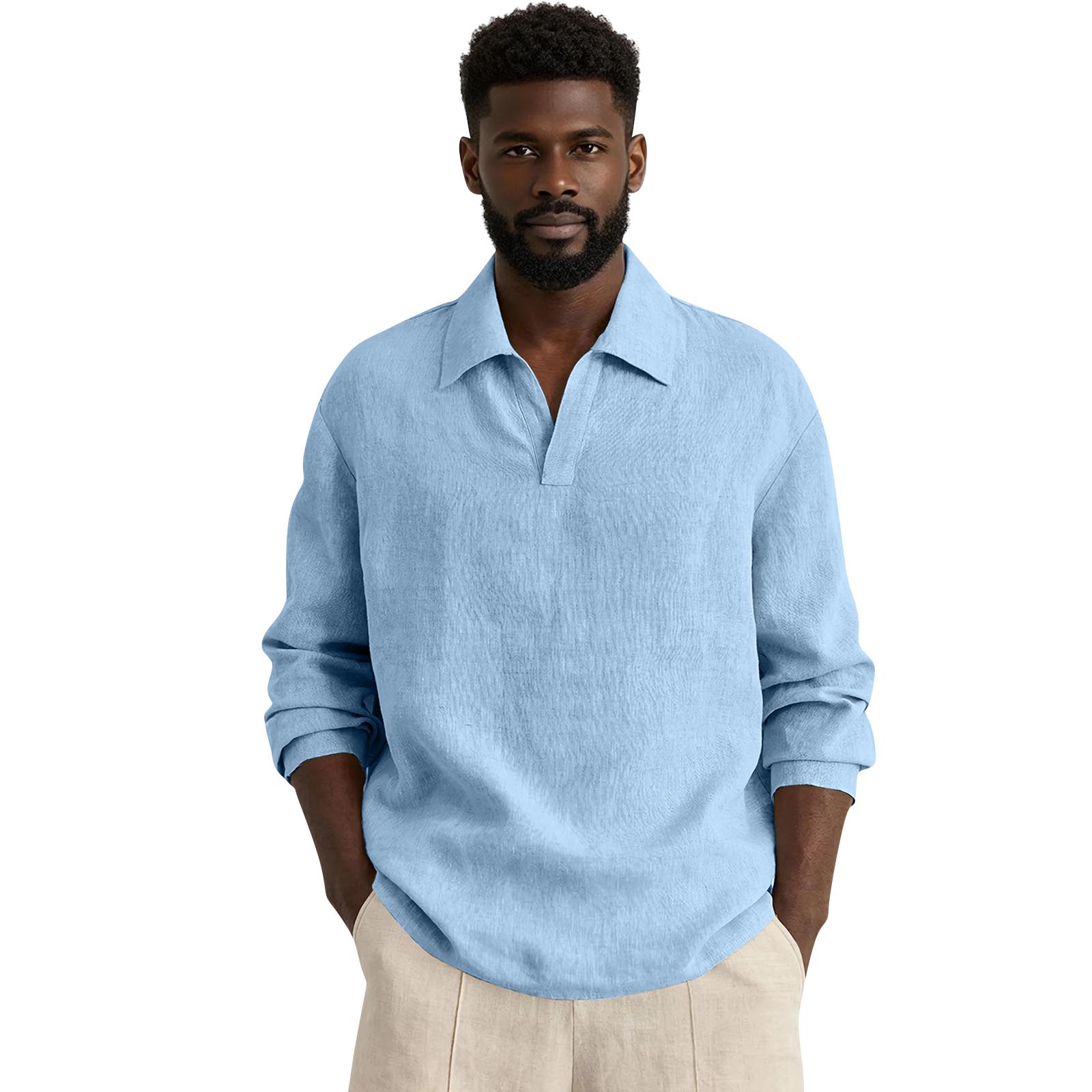 Men s Casual V-neck Long-sleeved T-shirt, Made Of Cotton And Linen Blend Fabric, In A Casual . XL небо синє кольору
Men s Casual V-neck Long-sleeved T-shirt, Made Of Cotton And Linen Blend Fabric, In A Casual . XL небо синє кольору