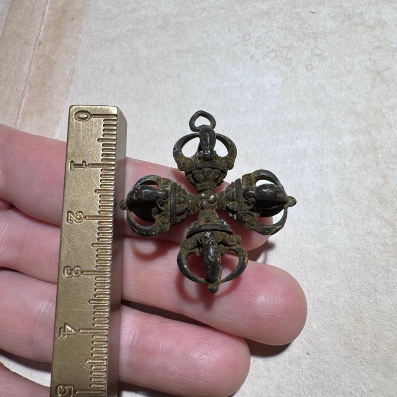 Antique Lima Copper Vajra Tibetan Cross Pendant Accessory
Antique Lima Copper Vajra Tibetan Cross Pendant Accessory