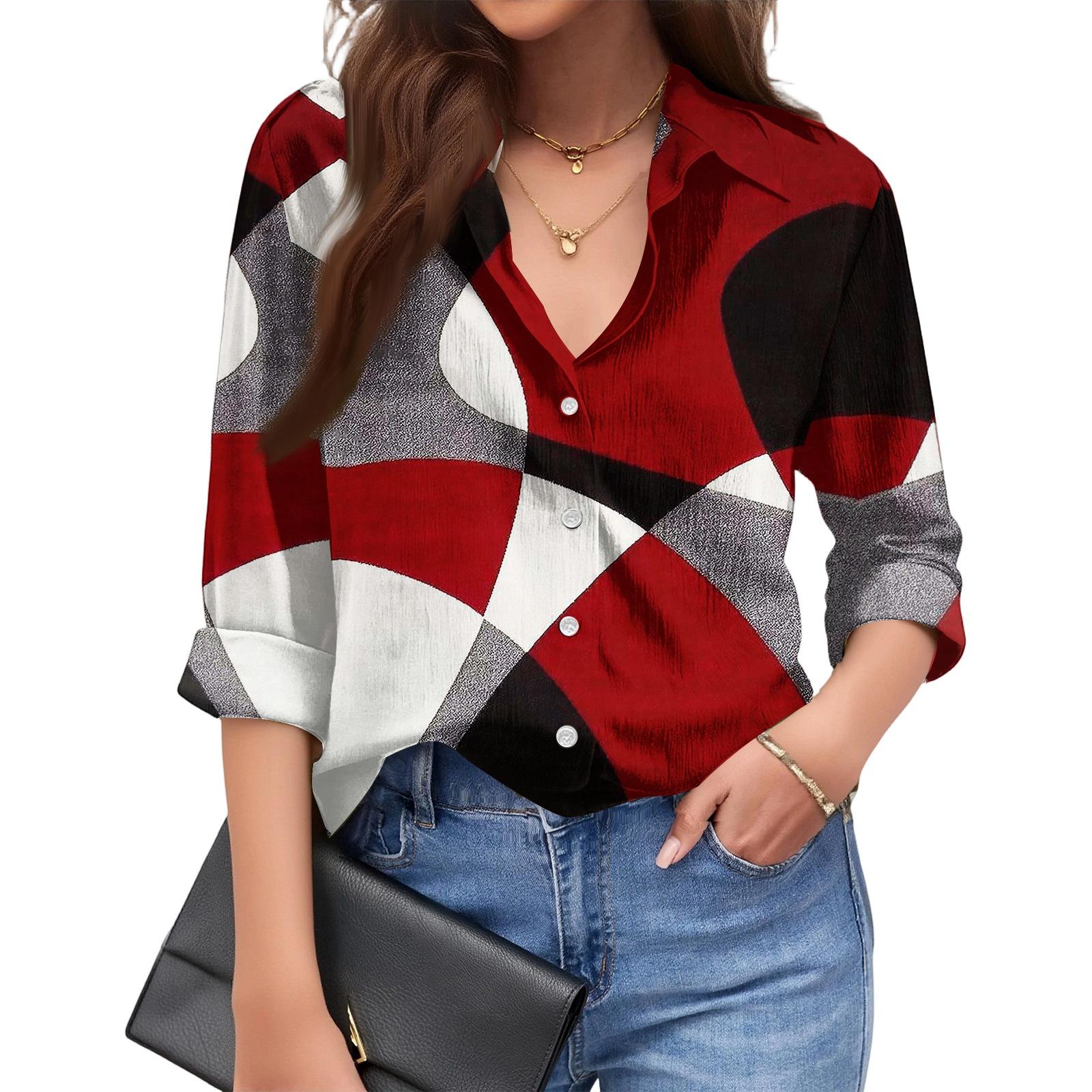 Women s Fashionable Casual Loose Geometric Patchwork Print Long,sleeved Shirt XL винний
Women s Fashionable Casual Loose Geometric Patchwork Print Long,sleeved Shirt XL винний