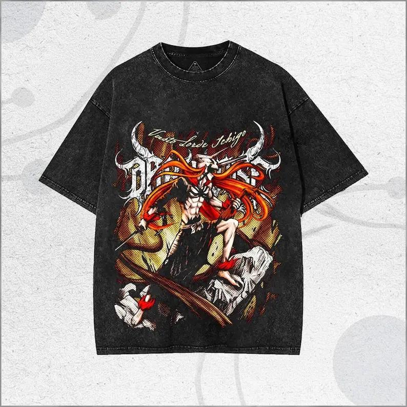 Vintage Washed BLEACH Kurosaki Ichigo T-shirt For Men Clothing Summer Short Sleeve Tee Shirt High Quality Pure Cotton Tshirts S
Vintage Washed BLEACH Kurosaki Ichigo T-shirt For Men Clothing Summer Short Sleeve Tee Shirt High Quality Pure Cotton Tshirts S