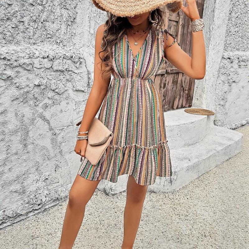 Повседневный отпускной стиль, платье с принтом, V-образным вырезом и короткой юбкой для женщин, на весну и лето XL жёлтый/зелёный
Повседневный отпускной стиль, платье с принтом, V-образным вырезом и короткой юбкой для женщин, на весну и лето XL жёлтый/зелёный