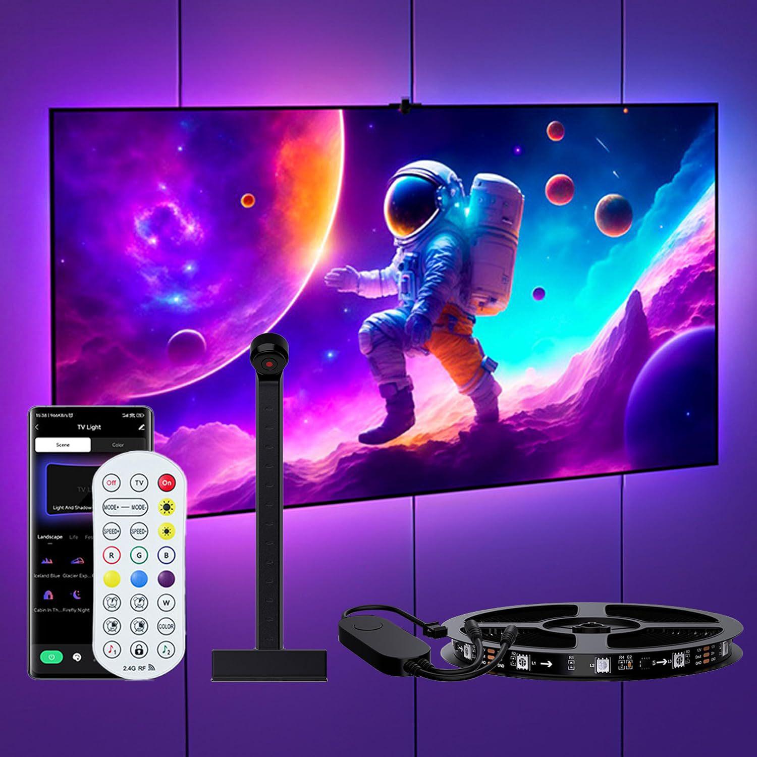 Bluetooth LED Strip with Camera for TV Sync & Color Atmosphere Adjustment 2.4M LED Strip + USB-TV Sync Controller
Bluetooth LED Strip with Camera for TV Sync & Color Atmosphere Adjustment 2.4M LED Strip + USB-TV Sync Controller
