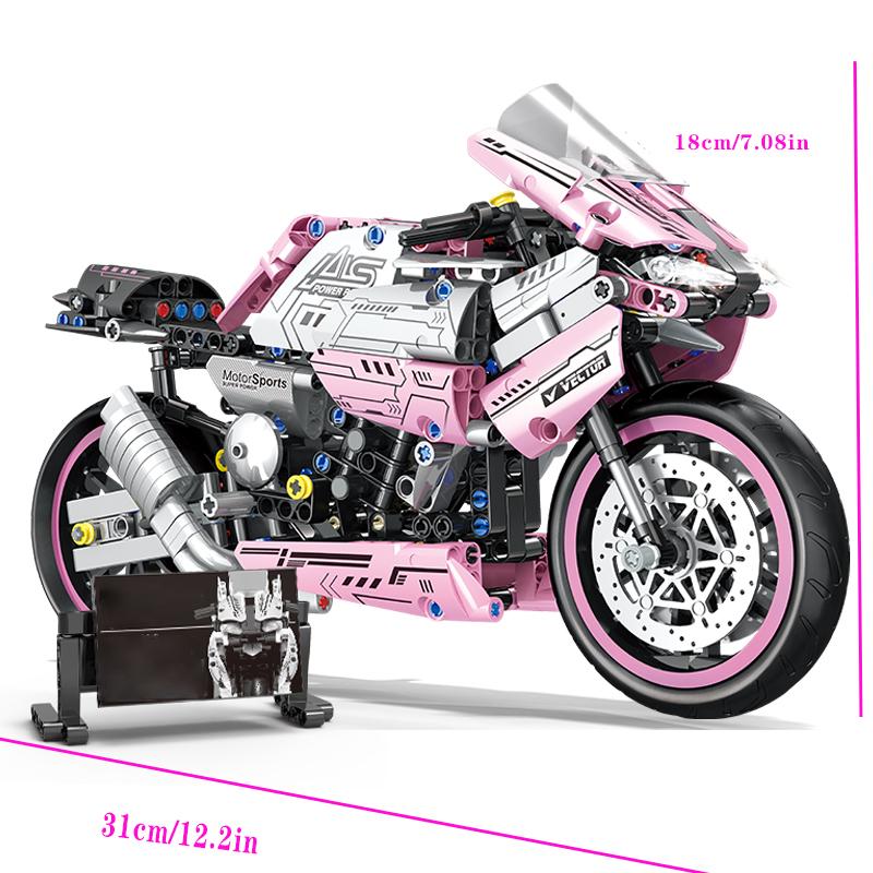 1860 Pieces of Building Blocks Pink Motorcycles Super Cool Futuristic Style Technological Design Easy to Assemble Plus Operate
1860 Pieces of Building Blocks Pink Motorcycles Super Cool Futuristic Style Technological Design Easy to Assemble Plus Operate