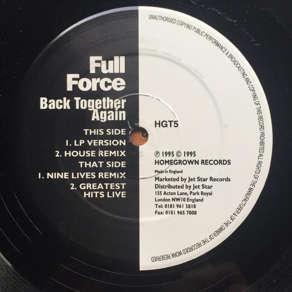 12inch Record FULL FORCE - Back Together Again HGT5 Homegrown Recor 1995 UK Dance & Electronica Used
12inch Record FULL FORCE - Back Together Again HGT5 Homegrown Recor 1995 UK Dance & Electronica Used