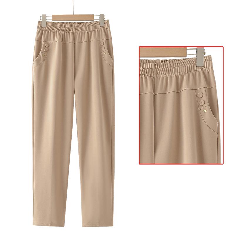 Mom s Spring Solid Color Elastic Waist Casual Pants for Middle-Aged and Elderly Women - Straight Leg Long Pants 4XL (130-145 jin) хаки
Mom s Spring Solid Color Elastic Waist Casual Pants for Middle-Aged and Elderly Women - Straight Leg Long Pants 4XL (130-145 jin) хаки