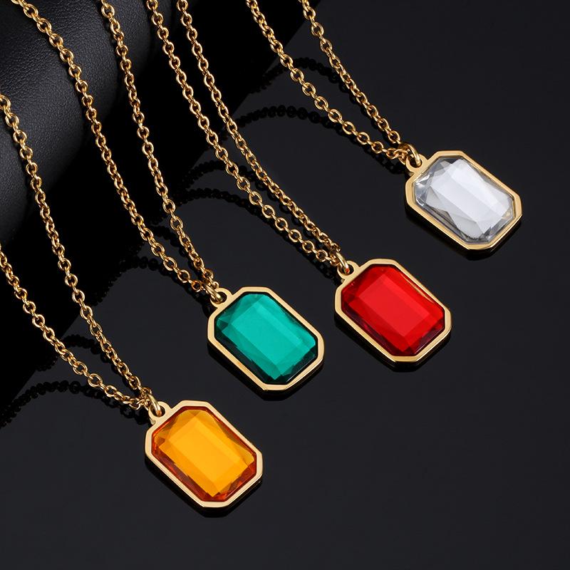 Red & Blue Gem Hip-hop Pendant Necklace for Couples - Wang Yibo Inspired Jewelry in Titanium Steel золотой/красный
Red & Blue Gem Hip-hop Pendant Necklace for Couples - Wang Yibo Inspired Jewelry in Titanium Steel золотой/красный