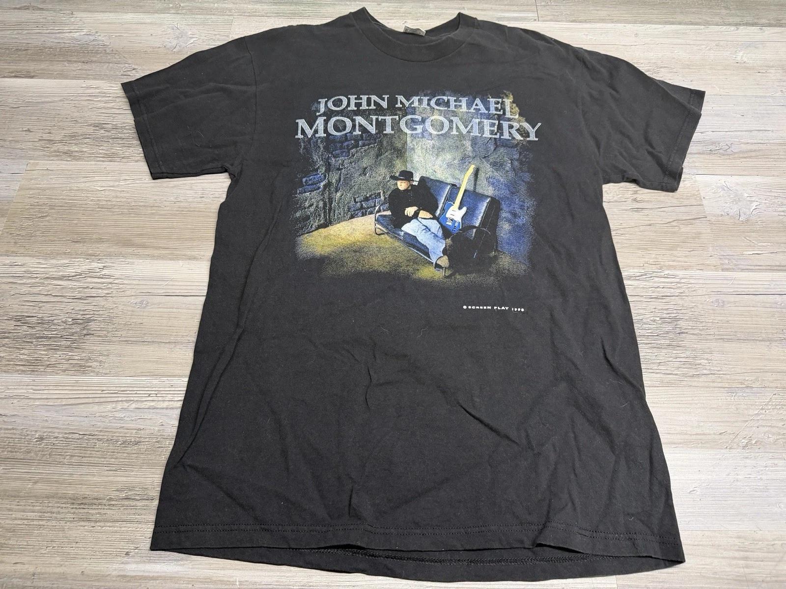 Vintage John Michael Montgomery T-Shirt 90s Country Music Double Sided Rap Tee L XL
Vintage John Michael Montgomery T-Shirt 90s Country Music Double Sided Rap Tee L XL