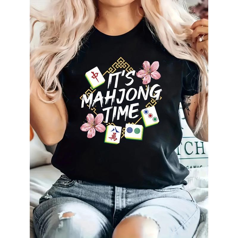 Casual Crew Neck Short Sleeve Tee with Floral and Mahjong Tile Design, Breathable, Medium Stretch, Machine Washable for Spring and Summer S чёрный
Casual Crew Neck Short Sleeve Tee with Floral and Mahjong Tile Design, Breathable, Medium Stretch, Machine Washable for Spring and Summer S чёрный