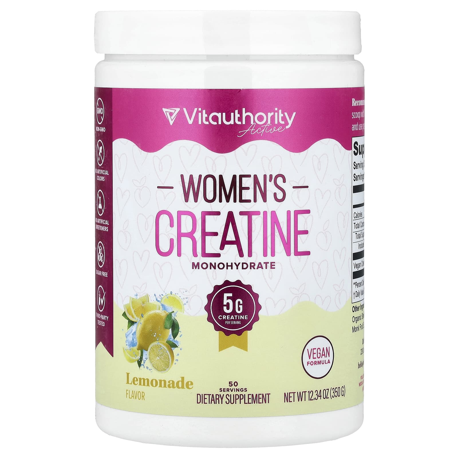 Vitauthority, Active, Women s Creatine Monohydrate, Lemonade Flavor, 350g (12.34oz)
Vitauthority, Active, Women s Creatine Monohydrate, Lemonade Flavor, 350g (12.34oz)