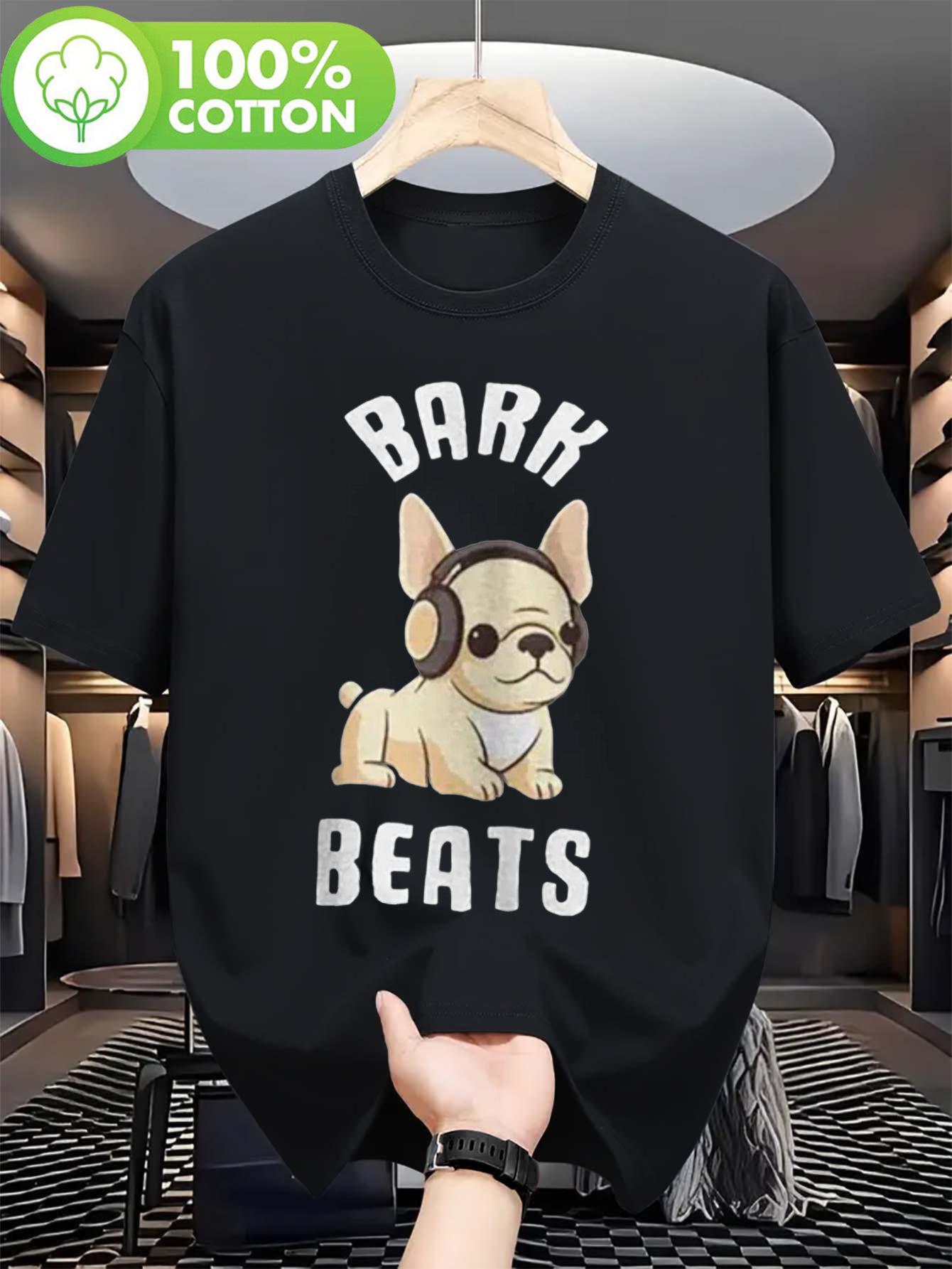 Black Cotton Loose Fit T-shirt with BARK BEATS & French Bulldog Headphones Graphic - Casual Music & Dog Lover Tee for Spring Summer Fall XXXL
Black Cotton Loose Fit T-shirt with BARK BEATS & French Bulldog Headphones Graphic - Casual Music & Dog Lover Tee for Spring Summer Fall XXXL