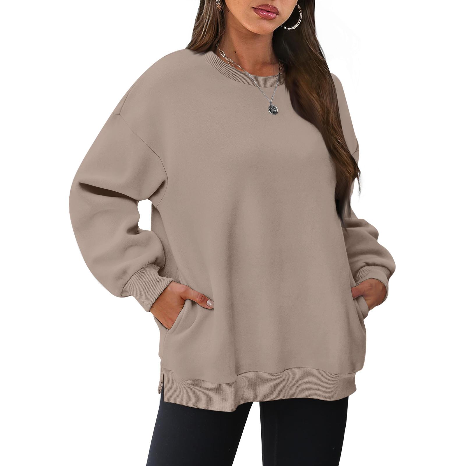 Женские свитшоты оверсайз с круглым вырезом и длинными рукавами, флисовый пуловер, модная осенняя одежда с карманом S верблюд
Женские свитшоты оверсайз с круглым вырезом и длинными рукавами, флисовый пуловер, модная осенняя одежда с карманом S верблюд