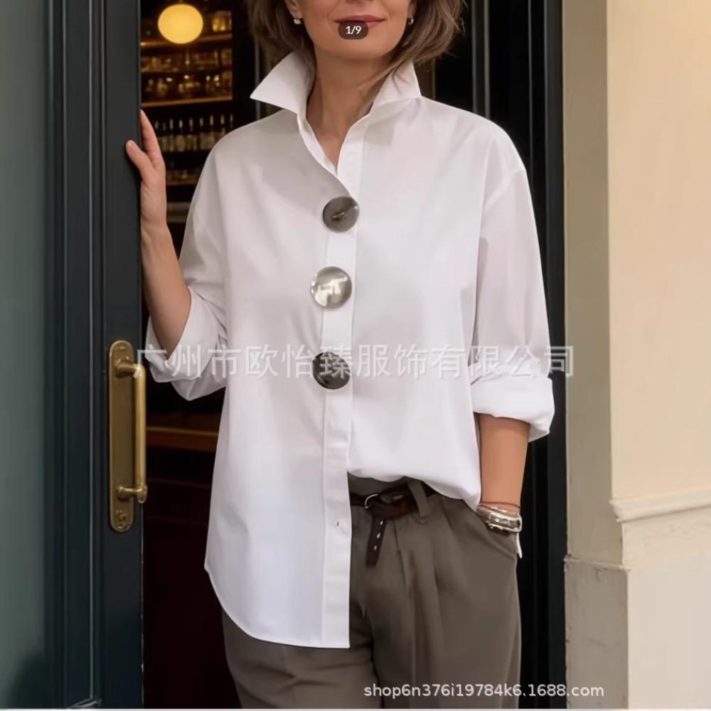 Spring Summer New Solid Color Stand Collar Metal Button Long Sleeve Shirt S белый
Spring Summer New Solid Color Stand Collar Metal Button Long Sleeve Shirt S белый