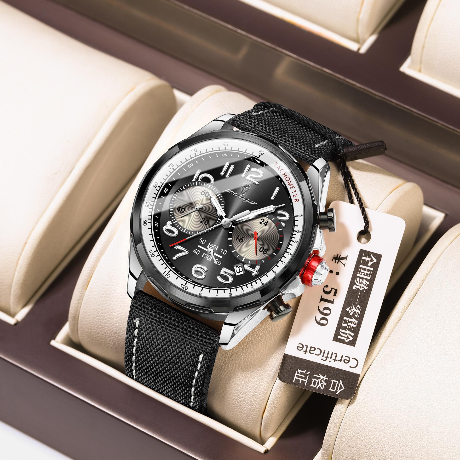 POEDAGAR Men s Watch Swiss Brand Multifunctional New Sports Chronograph Top Quality Fashion Casual Luxury Wristwatch for Men P862Silver case, black di
POEDAGAR Men s Watch Swiss Brand Multifunctional New Sports Chronograph Top Quality Fashion Casual Luxury Wristwatch for Men P862Silver case, black di