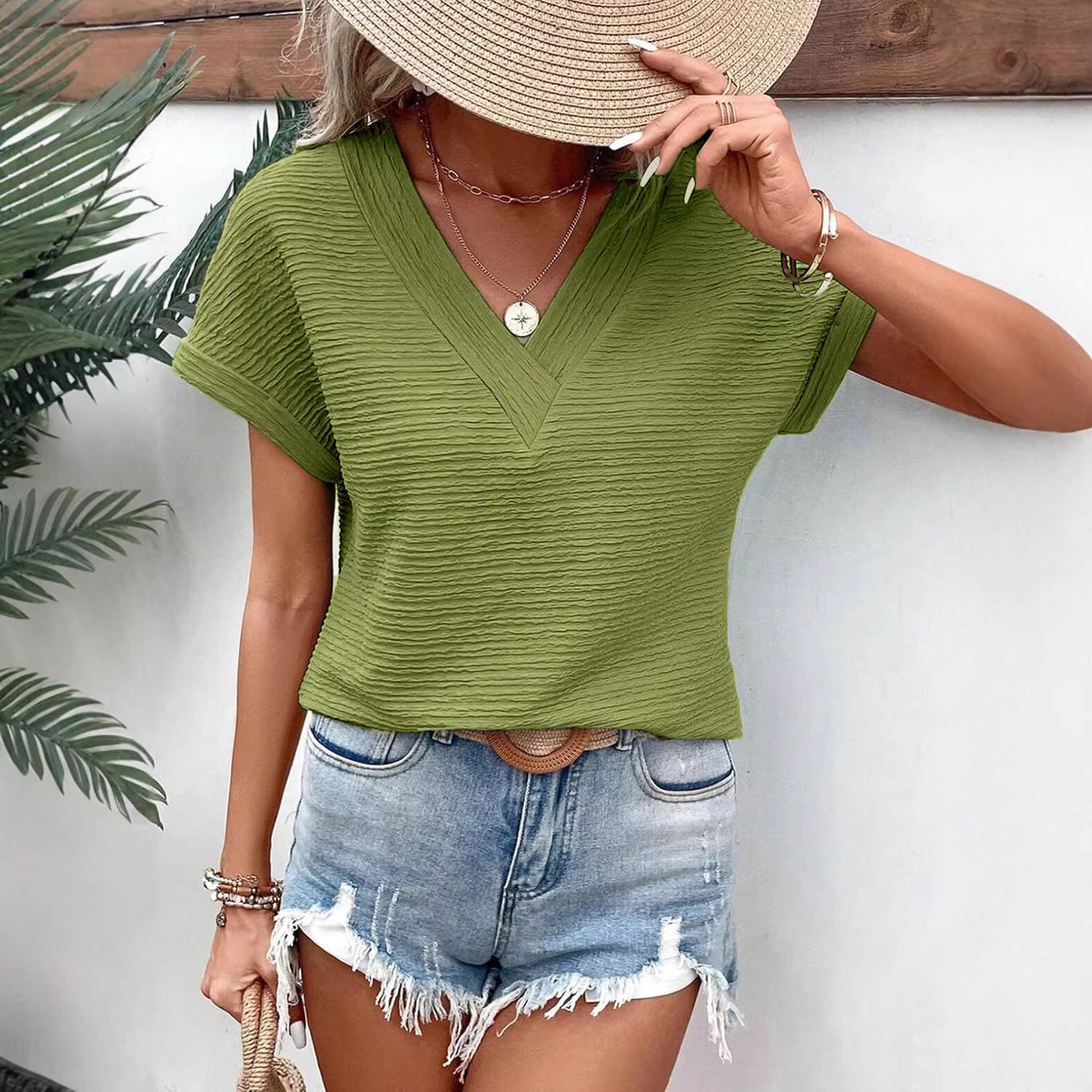 New European & American Spring/Summer Loose V-neck Plus Size Women s Short-sleeve Top 5XL оливковий колір
New European & American Spring/Summer Loose V-neck Plus Size Women s Short-sleeve Top 5XL оливковий колір