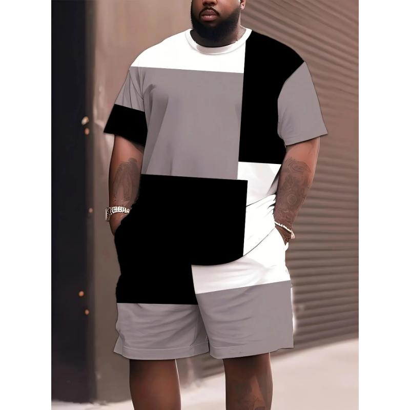 Men s 3D Digital Printing Shorts and Short Sleeve Set Black Gray White Checkered Patchwork Plus Size Men s Clothing, PLUS SIZE 5XL
Men s 3D Digital Printing Shorts and Short Sleeve Set Black Gray White Checkered Patchwork Plus Size Men s Clothing, PLUS SIZE 5XL