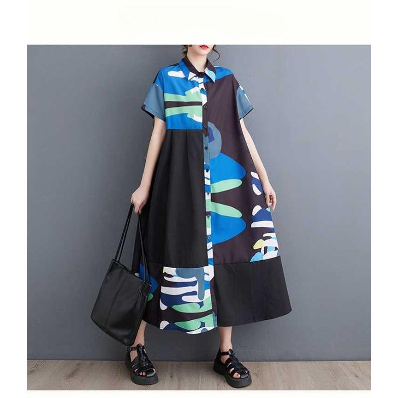 Женское свободное платье-рубашка средней длины с короткими рукавами в стиле ретро с принтом One size синий
Женское свободное платье-рубашка средней длины с короткими рукавами в стиле ретро с принтом One size синий