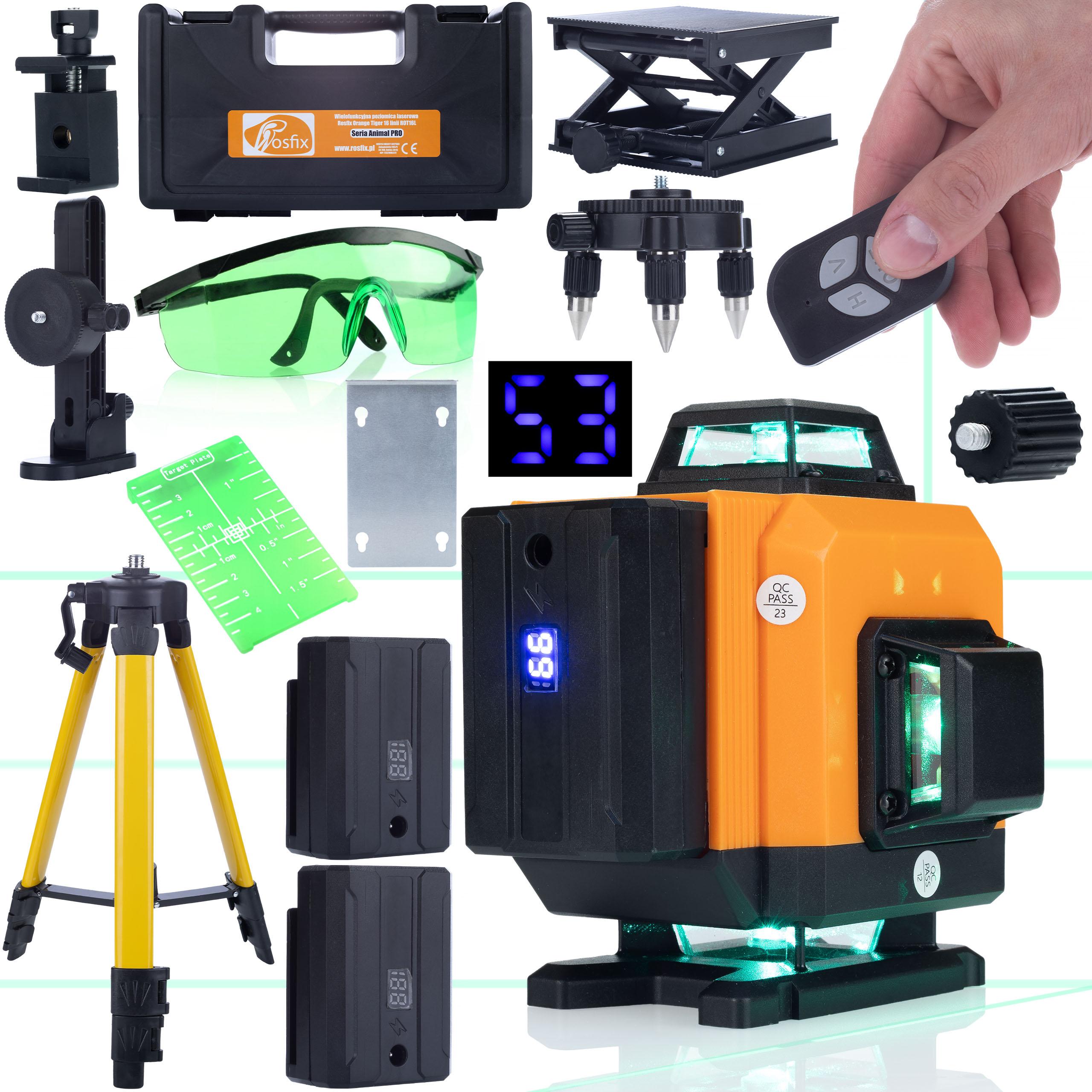 Rosfix Poziomica Laserowa Orange Tiger ROT16L – 16 Linii Laserowych | Zielona Tarcza i Okulary Ochronne | Statyw 43–120 cm
Rosfix Poziomica Laserowa Orange Tiger ROT16L – 16 Linii Laserowych | Zielona Tarcza i Okulary Ochronne | Statyw 43–120 cm
