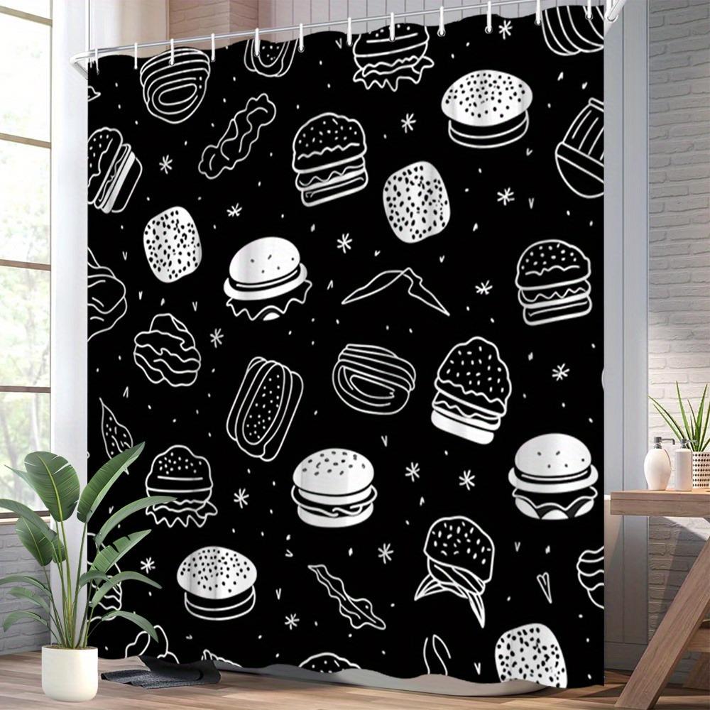 Black Background Burger Lovers Shower Curtain Washable Dirt-Resistant Shower Head Waterproof Polyester Bath Curtain W60H190(CM)-1 Pcs
Black Background Burger Lovers Shower Curtain Washable Dirt-Resistant Shower Head Waterproof Polyester Bath Curtain W60H190(CM)-1 Pcs
