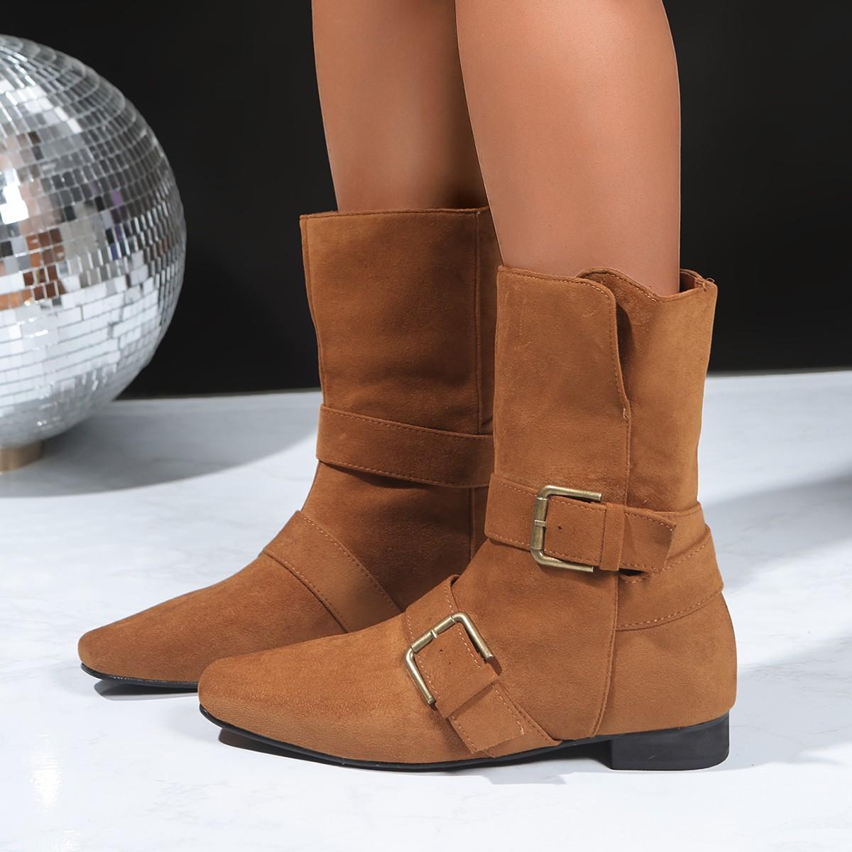 Round Toe Motorcycle Boots Women Metal Bule Velvet Surface Knight Sle Mid-Calf Flat Heel Booties Hight Top Shoes 35
Round Toe Motorcycle Boots Women Metal Bule Velvet Surface Knight Sle Mid-Calf Flat Heel Booties Hight Top Shoes 35