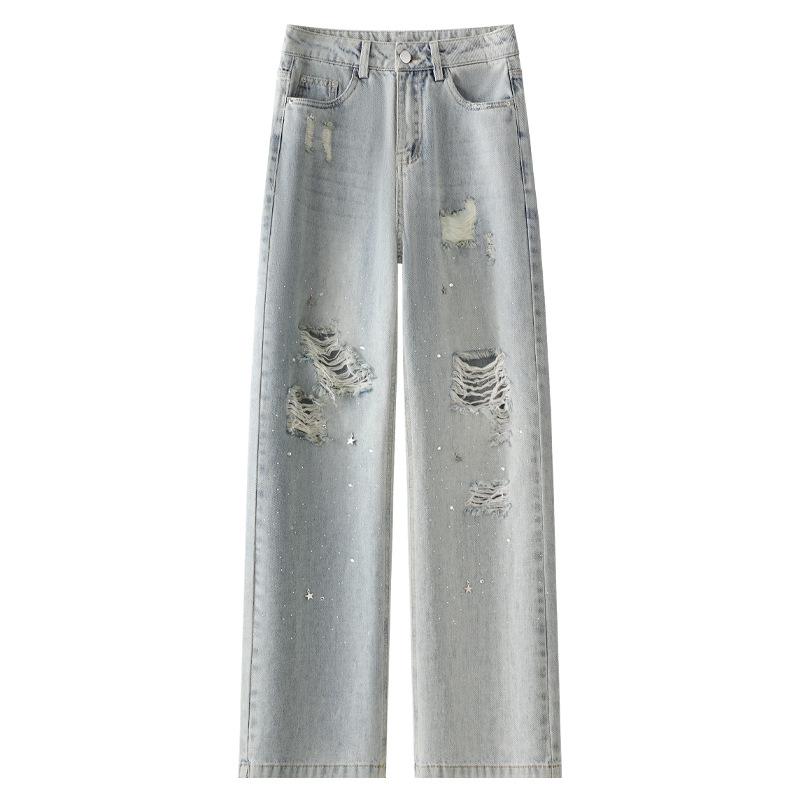 2025 Women s Rhinestone Ripped Jeans: Retro Straight & Loose Wide-Leg Styles for Spring and Autumn L
2025 Women s Rhinestone Ripped Jeans: Retro Straight & Loose Wide-Leg Styles for Spring and Autumn L