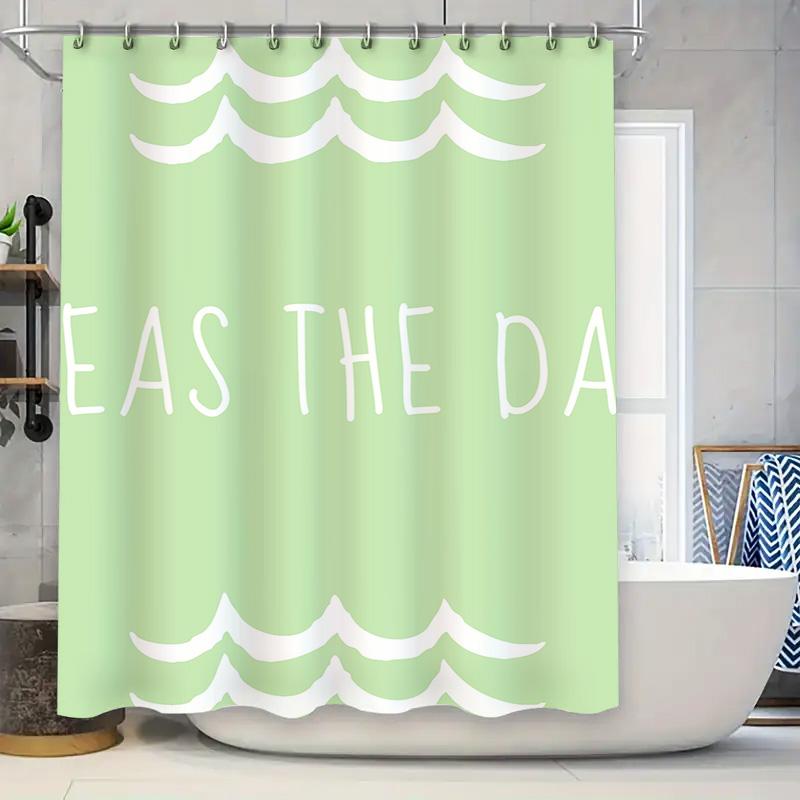 Green Shower Curtain Fun Wavy Design With White Lettering Water Proof Fabric For Bathroom Decorations Perfect Gift Idea W60H190(CM)-1 Pcs
Green Shower Curtain Fun Wavy Design With White Lettering Water Proof Fabric For Bathroom Decorations Perfect Gift Idea W60H190(CM)-1 Pcs