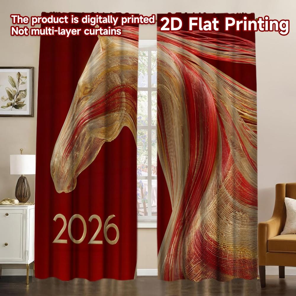 2D Flat Printing 2pcs New Year Celebration Horse Modern Creative Curtains Versatile 100% Polyester Curtains Versatile All 100*130 HOOK 1pcs
2D Flat Printing 2pcs New Year Celebration Horse Modern Creative Curtains Versatile 100% Polyester Curtains Versatile All 100*130 HOOK 1pcs