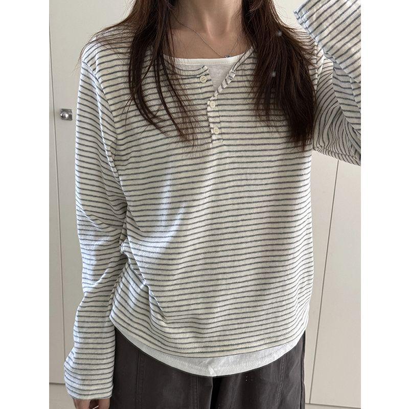 Korean Retro Striped Two-Piece Shoulder T-Shirt - Women’s Early Autumn Loose Fit Large
Korean Retro Striped Two-Piece Shoulder T-Shirt - Women’s Early Autumn Loose Fit Large