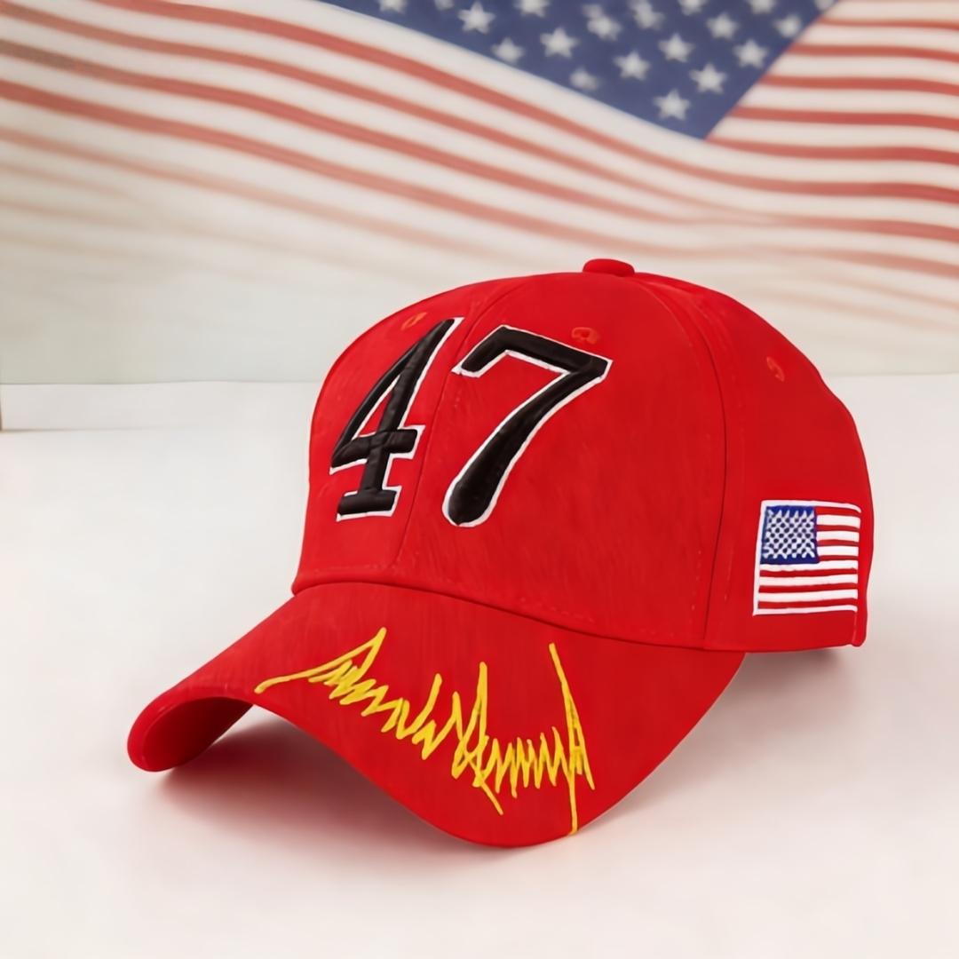 Red & White Caps With “47”: Standing Against The American Flag, Their Embroidered Logos And Signature Details Bring A Distinctiv Adjustable
Red & White Caps With “47”: Standing Against The American Flag, Their Embroidered Logos And Signature Details Bring A Distinctiv Adjustable