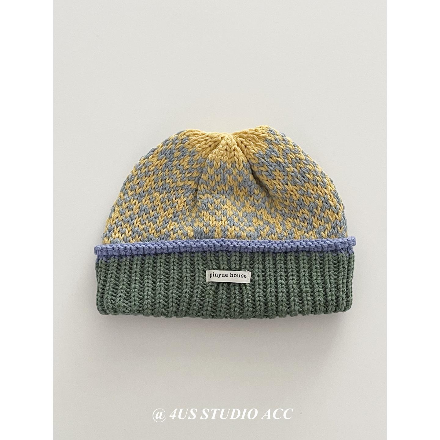 Вязаная шапка контрастного цвета для женщин на осень и зиму, защищающая уши повязка на голову, теплая шерстяная шапка, подчеркивающая лицо, от модного бренда one size