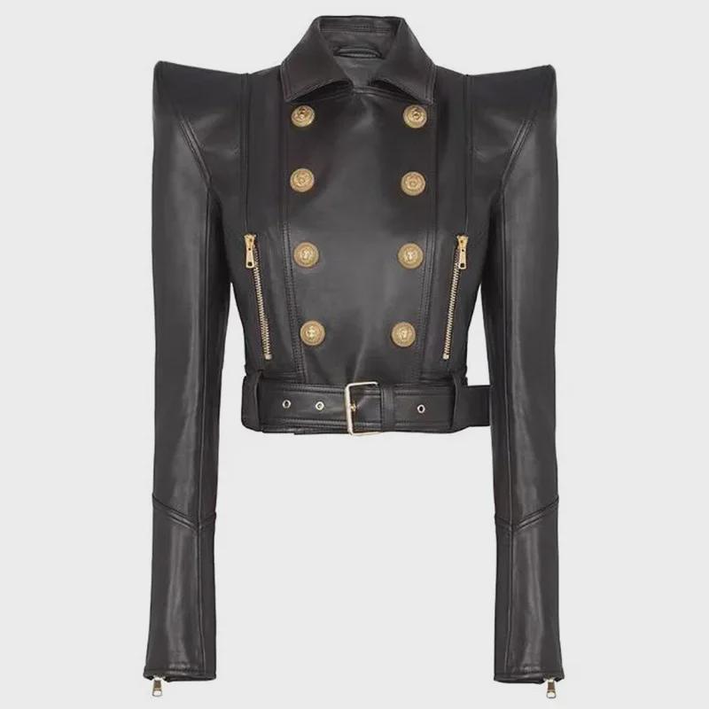 In Stock: Spring 2025 Celebrity Fashion Padded Shoulder Double-Breasted Short Motorcycle Leather Jacket чорний
In Stock: Spring 2025 Celebrity Fashion Padded Shoulder Double-Breasted Short Motorcycle Leather Jacket чорний